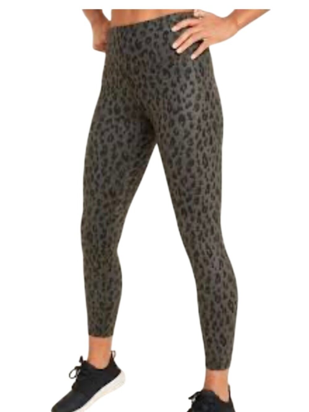 Old Navy Active Go-Dry Elevate Women Leggings Green Leopard Print Size L Hi-Rise